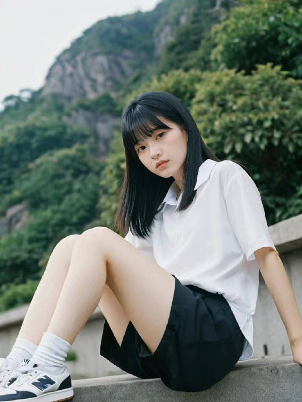 Natural Asian beauty in a casual setting