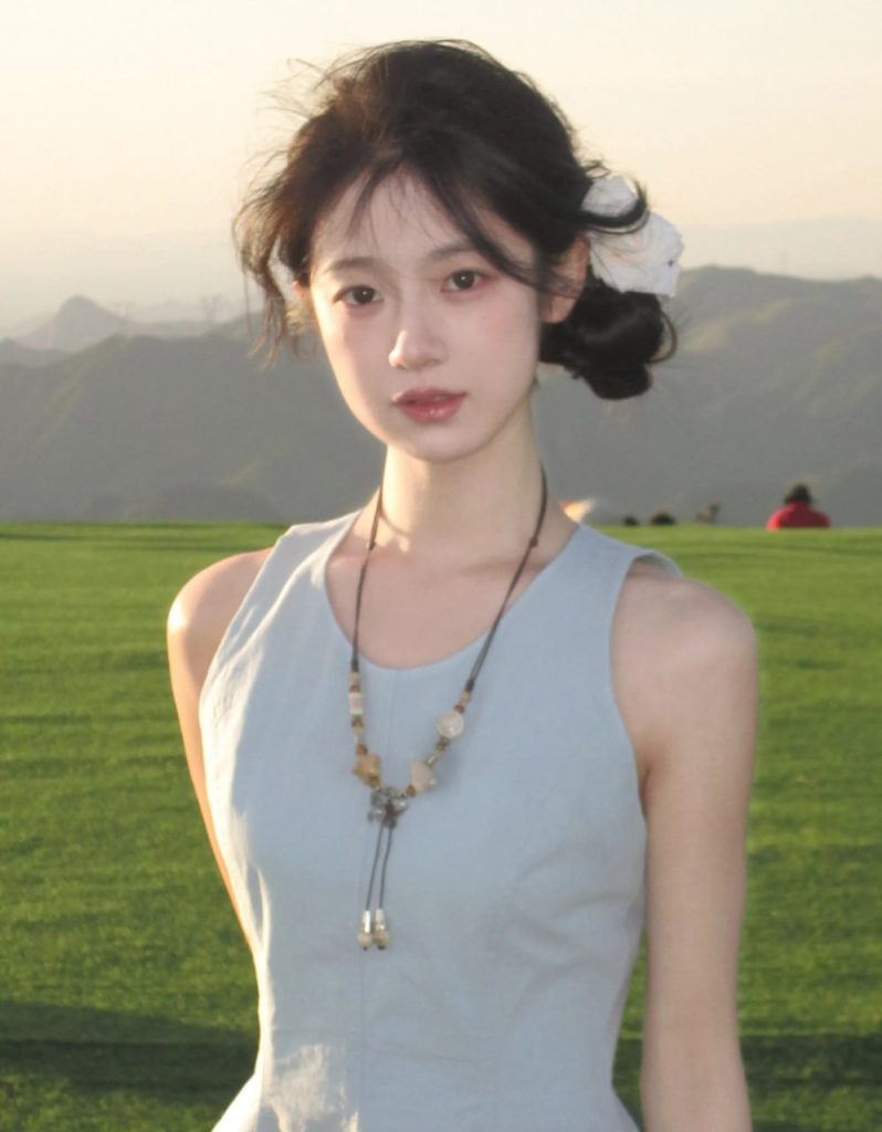 Natural Asian beauty with a serene expression