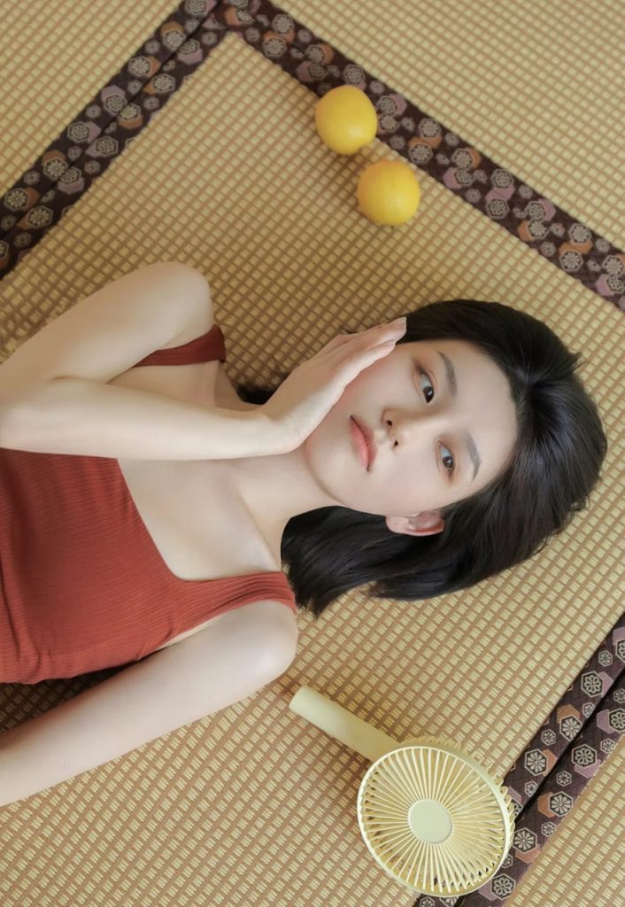 Radiant Asian girl in a vibrant setting