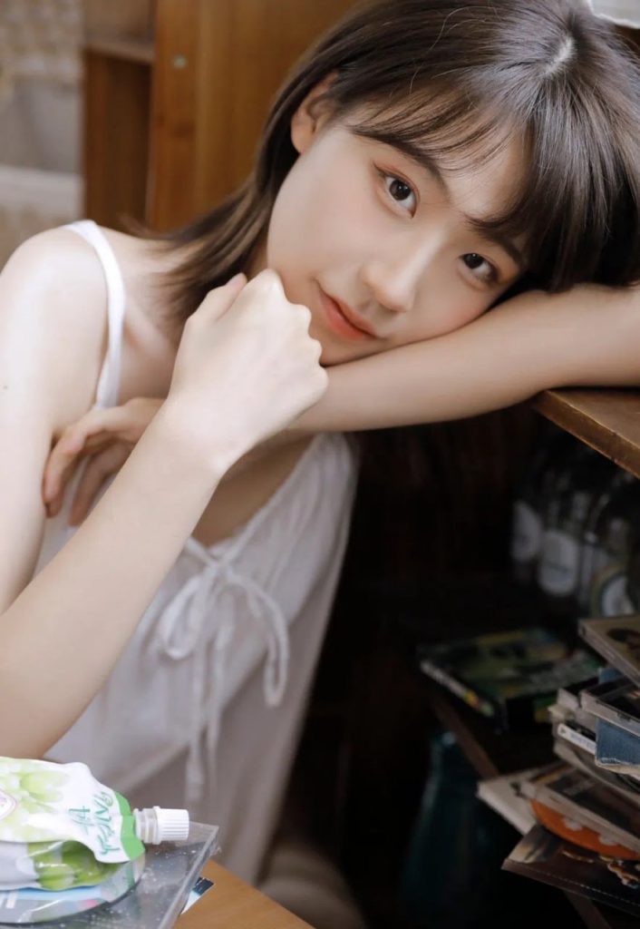 Radiant photo of a young Asian girl in motion