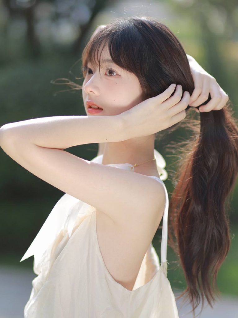 Serene and vibrant depiction of a young girl