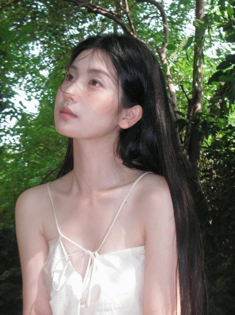 Serene and vibrant depiction of a young girl