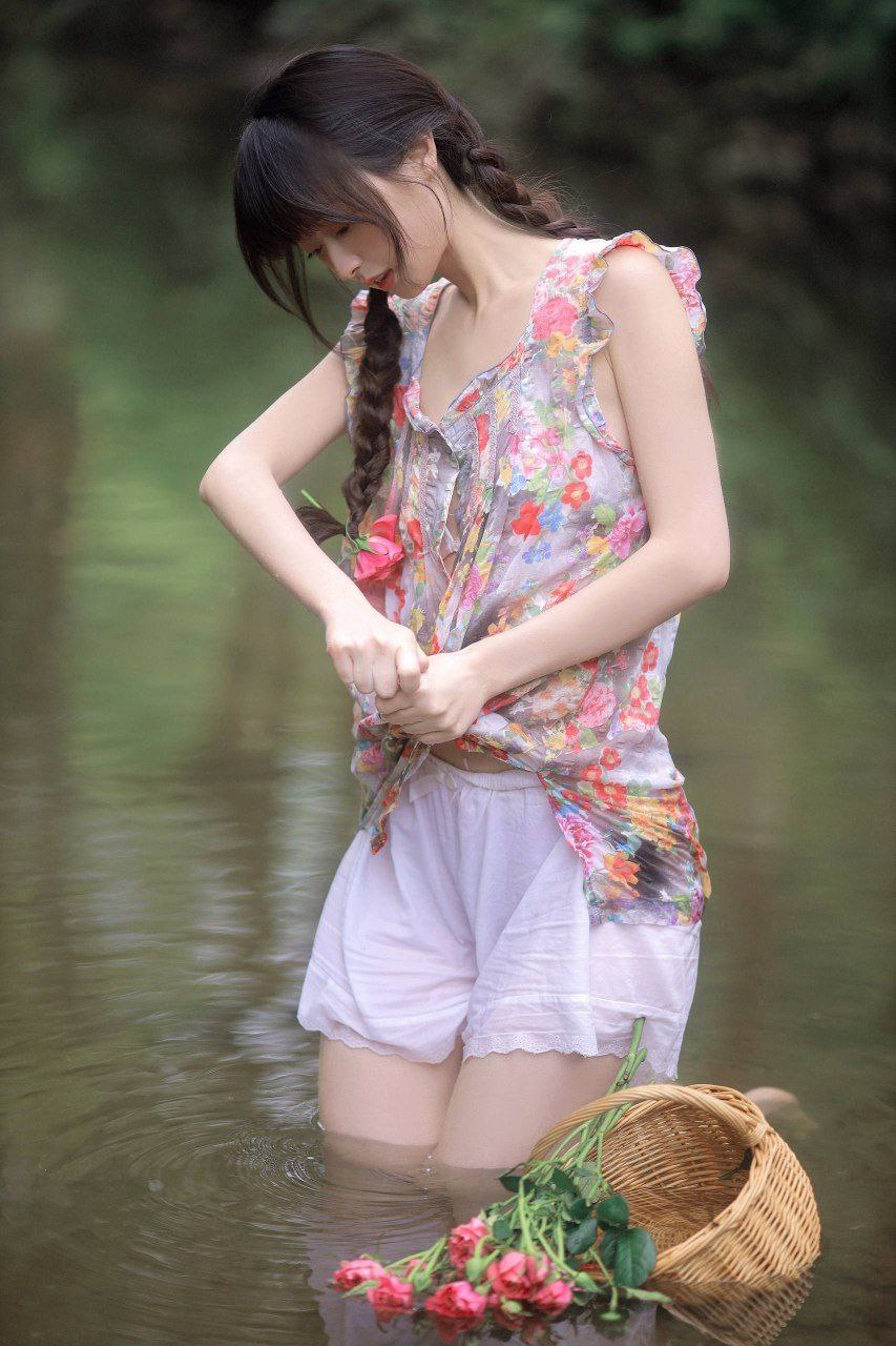 Serene image of a graceful young lady