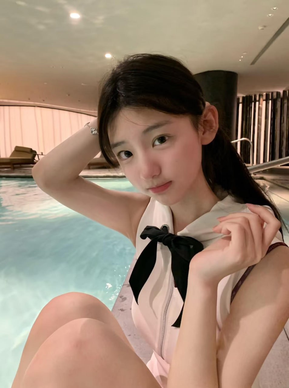 The serenity of a young Asian beauty