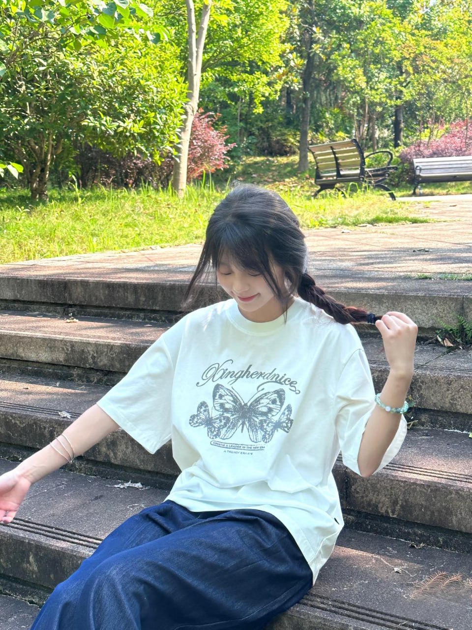 Serene photo of an Asian beauty in golden light