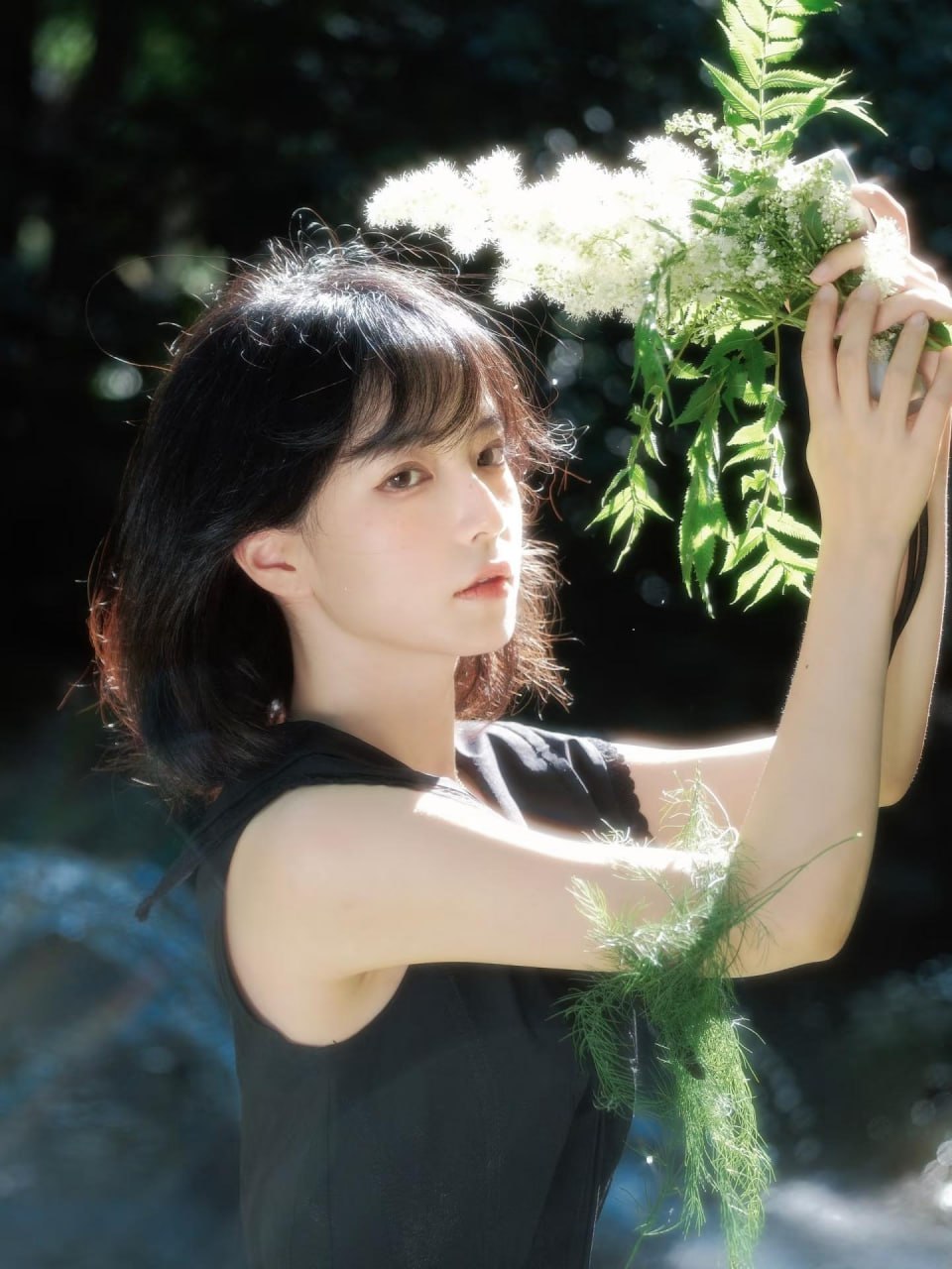 Beautiful and serene young Asian lady