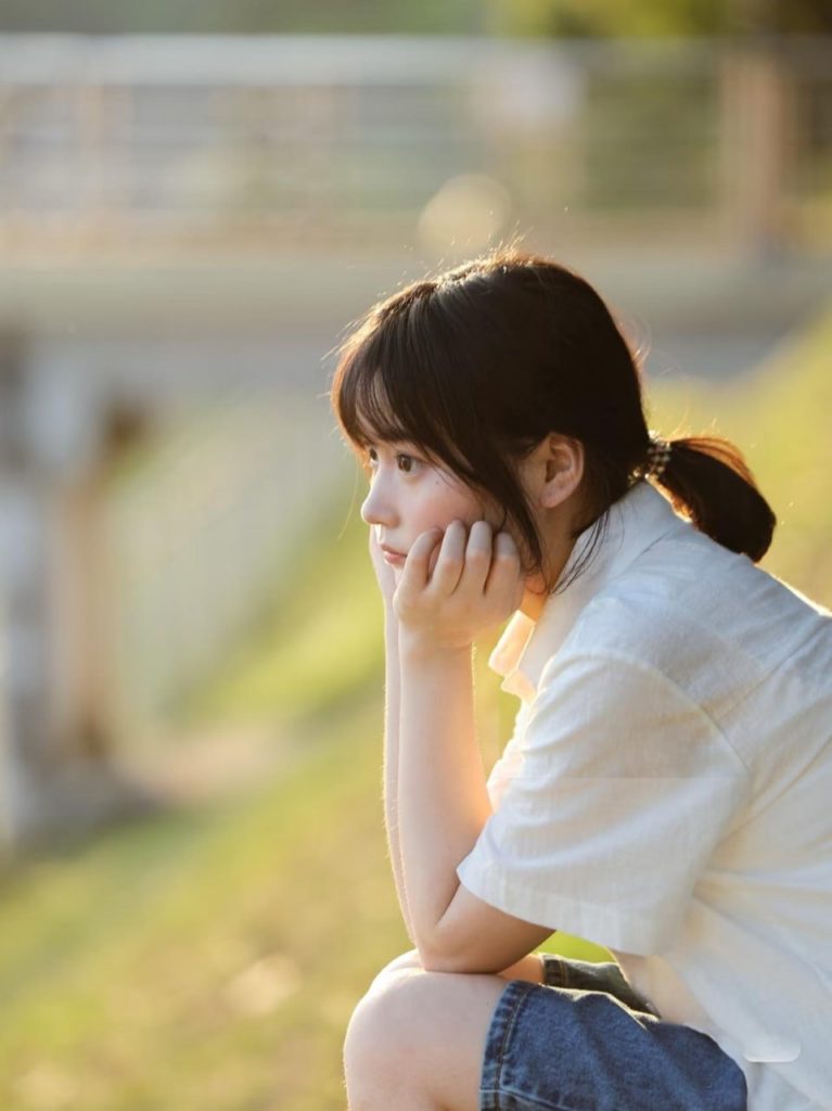 Radiant Asian girl in a vibrant setting