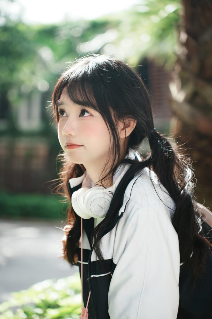 Beautiful and serene young Asian lady