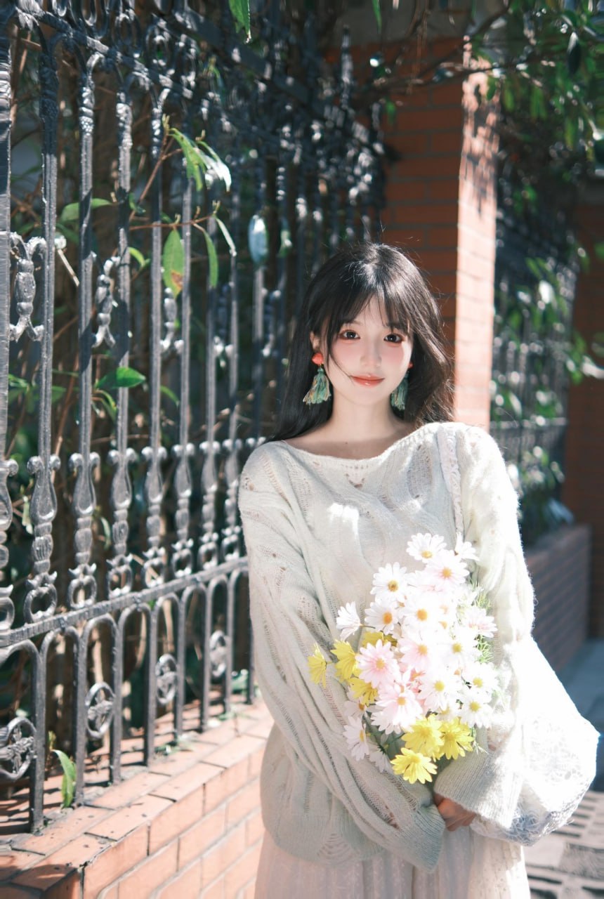 Captivating Asian girl in a vibrant setting